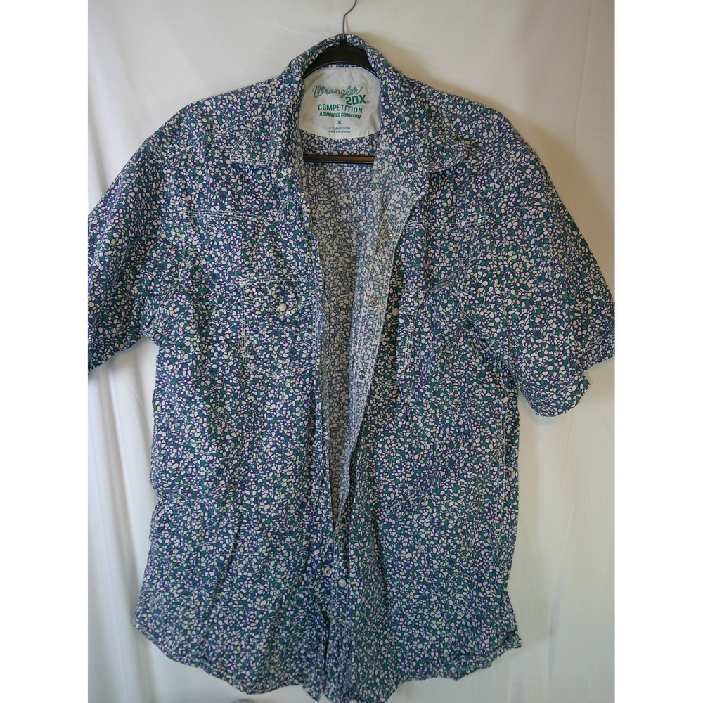 Wrangler 20X Competition Mens XL Western‎ Pearl Snap Shirt Purple Green MJC323M